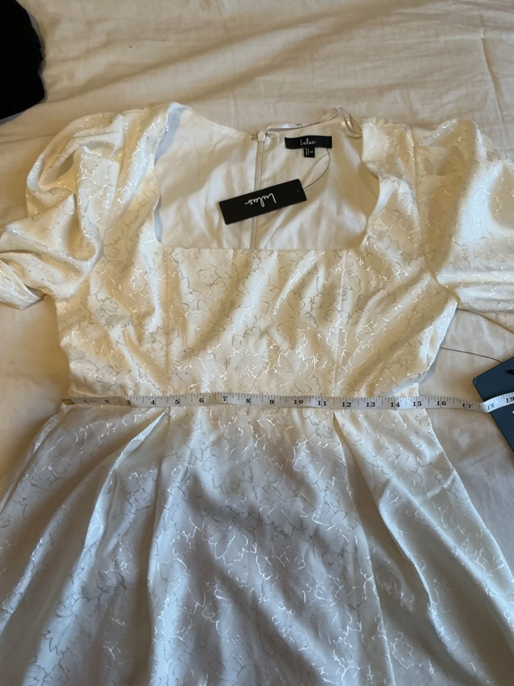 Lulus Elegant Adoration Cream Floral Jacquard Long Sleeve Mini Dress - Picture 11 of 12